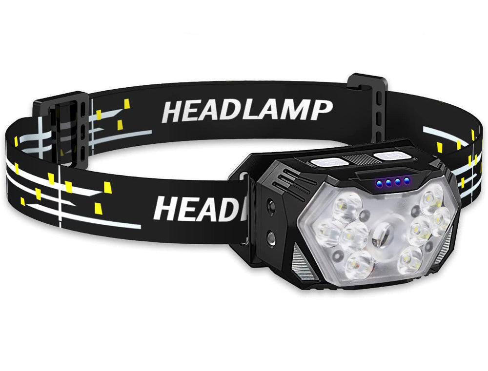 Lanterna de Cabeça LED – Recarregável, 2000 Lumens, Sensor de Movimento, 6 Modos, Resistente à Água Lanterna de Cabeça LED – Recarregável, 2000 Lumens, Sensor de Movimento, 6 Modos, Resistente à Água